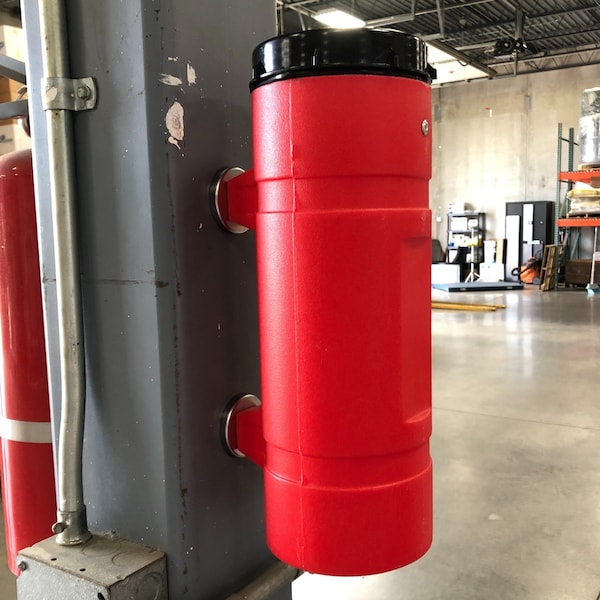 Round Lockout Tagout Box/Tube With Magnets For Attaching To Metal Surfaces